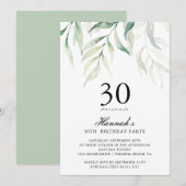 Rustieke Eucalyptus 30ste verjaardag Uitnodiging (Voorkant / Achterkant)