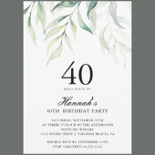 Rustieke Eucalyptus 40e verjaardag Party uitnodigi Kaart