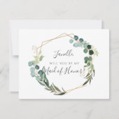 Rustieke Eucalyptus Be My DIY Maid Of Honor Kaart (Voorkant)