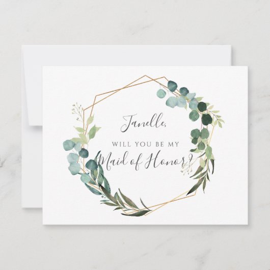Rustieke Eucalyptus Be My DIY Maid Of Honor Kaart (Voorkant)