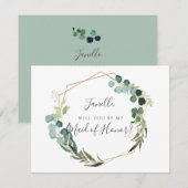 Rustieke Eucalyptus Be My DIY Maid Of Honor Kaart (Voorkant / Achterkant)