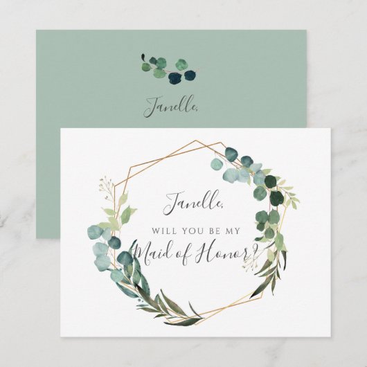 Rustieke Eucalyptus Be My DIY Maid Of Honor Kaart (Voorkant / Achterkant)