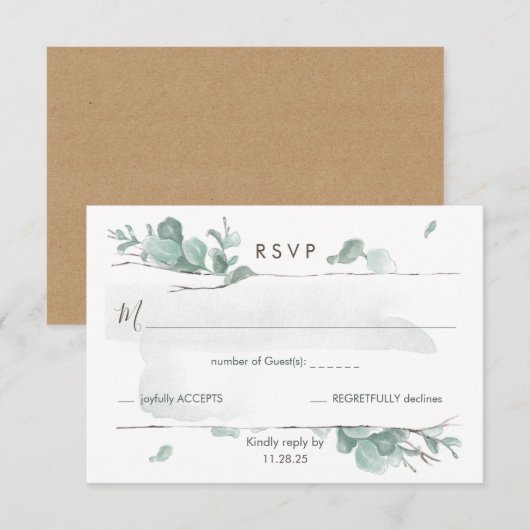 Rustieke Eucalyptus behuizing RSVP-kaart Kaart (Voorkant / Achterkant)