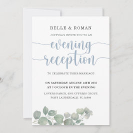 Rustieke Eucalyptus Blauw Bruiloft Receptie Kaart