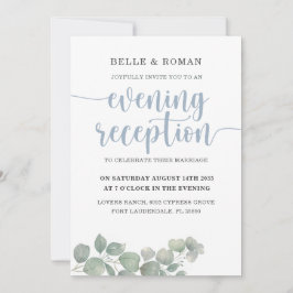 Rustieke Eucalyptus Blauw Bruiloft Receptie Kaart