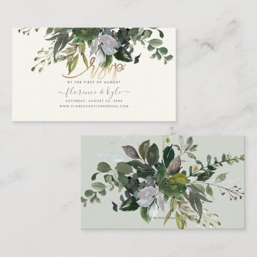 Rustieke Eucalyptus, Blauwe Gom Website RSVP Visitekaartje (Voorkant / Achterkant)