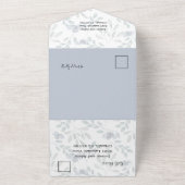 Rustieke Eucalyptus Bloemige Stof Blauw Trouwen All In One Uitnodiging (Buitenkant)