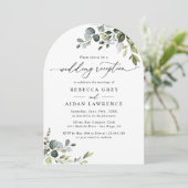 Rustieke Eucalyptus Boog Greenery bruiloft recepti Kaart (Staand voorkant)