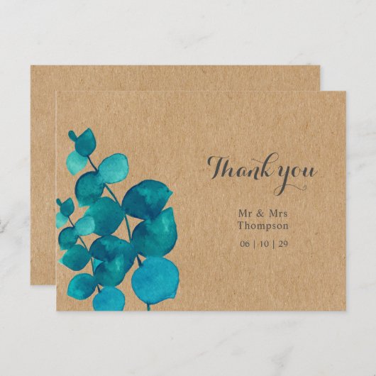 Rustieke Eucalyptus Bos Bruiloft Bedankt Briefkaart (Voorkant / Achterkant)