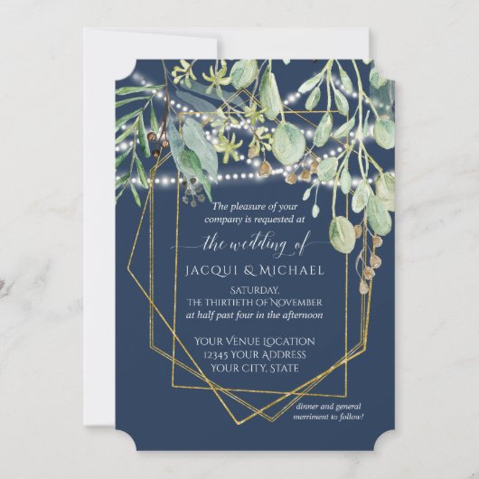 Rustieke Eucalyptus Bos Bruiloft Foliage Geometris Kaart (Voorkant)