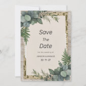 Rustieke eucalyptus botanische groen Save The Date Kaart (Voorkant)