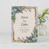 Rustieke eucalyptus botanische groen Save The Date Kaart (Staand voorkant)