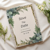 Rustieke eucalyptus botanische groen Save The Date Kaart
