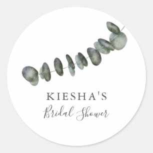 Rustieke Eucalyptus Bruidsdouche Waterverf  Ronde Sticker