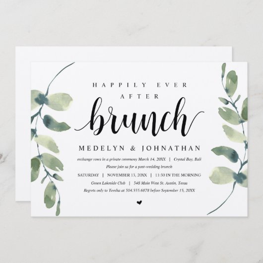 Rustieke Eucalyptus, Bruiloft Intieme Viering Kaart (Voorkant / Achterkant)