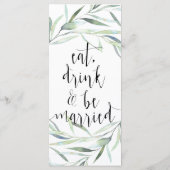 Rustieke Eucalyptus Bruiloft Menu Kaart (Achterkant)