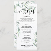 Rustieke Eucalyptus Bruiloft Menu Kaart (Voorkant / Achterkant)