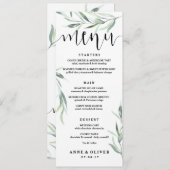 Rustieke Eucalyptus Bruiloft Menu Kaart (Voorkant / Achterkant)