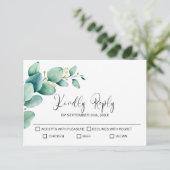 Rustieke Eucalyptus bruiloft RSVP Kaartje (Staand voorkant)
