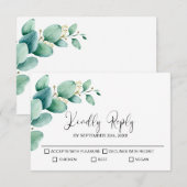 Rustieke Eucalyptus bruiloft RSVP Kaartje (Voorkant / Achterkant)