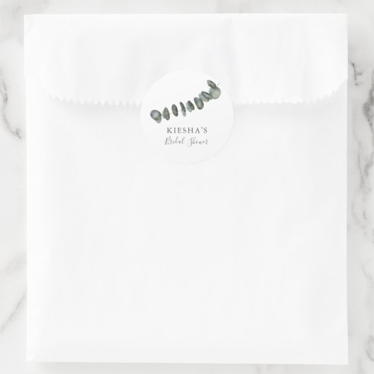 Rustieke Eucalyptus Bruiloftswaterverf Ronde Sticker (Tas)