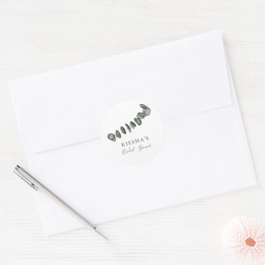 Rustieke Eucalyptus Bruiloftswaterverf  Ronde Sticker (Envelop)
