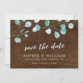 Rustieke Eucalyptus & Bruin Hout Save the Date Kaa (Voorkant)