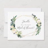 Rustieke Eucalyptus Cream Roos Be My Maid of Honor Kaart (Voorkant)