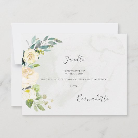 Rustieke Eucalyptus Cream Roos Be My Maid of Honor Kaart (Achterkant)