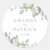 Rustieke Eucalyptus Elegante trouwenvelop afdichti Ronde Sticker (Voorkant)