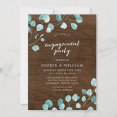 Rustieke Eucalyptus en Brown Wood Engagement Party Kaart (Voorkant)