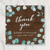 Rustieke Eucalyptus en Bruin Hout Dank u Bedankjes Labels (Voorkant)