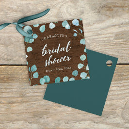 Rustieke Eucalyptus en Bruine Houten Bruidsdouche Bedankjes Labels