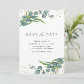 Rustieke Eucalyptus Foto Bruiloft Save The Date (Staand voorkant)