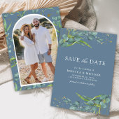 Rustieke Eucalyptus Foto Dusty Blue Wedding Save The Date