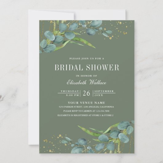 Rustieke Eucalyptus Foto Sage Green Vrijgezellenfe Kaart (Voorkant)