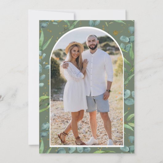 Rustieke Eucalyptus Foto Sage Green Vrijgezellenfe Kaart (Achterkant)