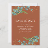 Rustieke Eucalyptus foto Terracotta bruiloft Save The Date (Voorkant)