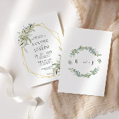 Rustieke Eucalyptus Geometrisch Goud Lijst Bruilof Kaart