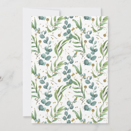 Rustieke Eucalyptus Gold Greenery doop Kaart (Achterkant)
