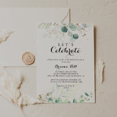 Rustieke Eucalyptus Gold Laten we feest vieren Kaart