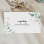 Rustieke Eucalyptus Gold Wedding Gift Registry Informatiekaartje