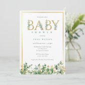 Rustieke Eucalyptus Golden Letters lijst Baby show Kaart (Staand voorkant)