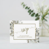 Rustieke Eucalyptus & Golden Pine bruiloft RSVP Briefkaart (Staand voorkant)
