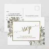 Rustieke Eucalyptus & Golden Pine bruiloft RSVP Briefkaart (Voorkant / Achterkant)