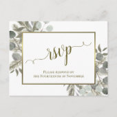 Rustieke Eucalyptus & Golden Pine bruiloft RSVP Briefkaart (Voorkant)