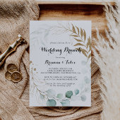 Rustieke Eucalyptus Goud Bloemen Bruiloft Brunch Kaart