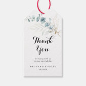 Rustieke Eucalyptus Goud Bloemen Bruiloft Dank u Cadeaulabel (Voorkant)