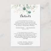 Rustieke Eucalyptus Goud Bloemen Bruiloft Details Informatiekaartje (Voorkant)
