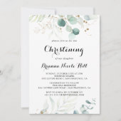 Rustieke Eucalyptus Goud Bloemen doopsel Kaart (Voorkant)